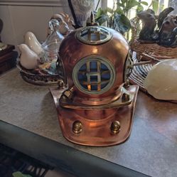 Vintage Copper And Brass Miniature Nautical Divers Helmet