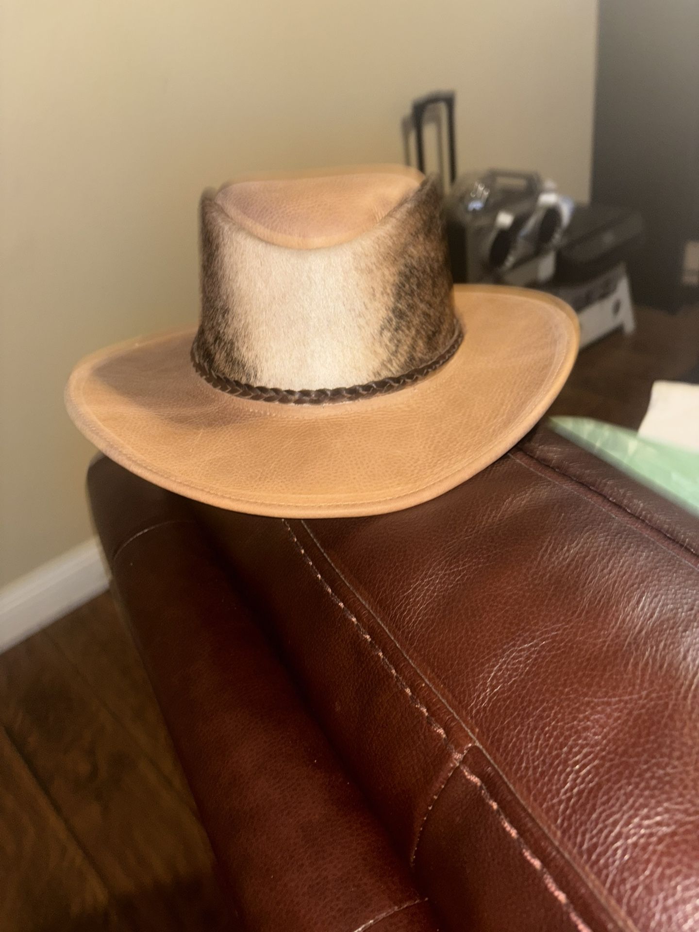 Hat New Leather Genuine  Size L 