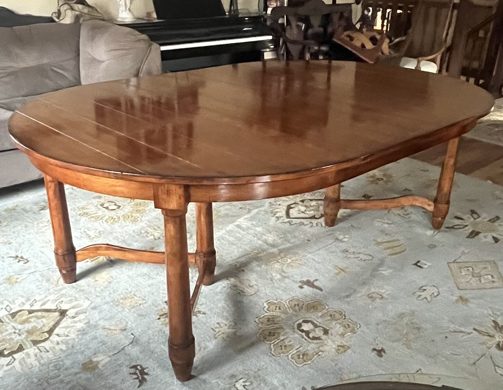 Beautiful 56" Round Rustic Style Wood Dining Table with 2 - 15" Leaves