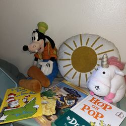3 Books, 2 Plush And 1 Pillow