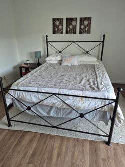 Queen Size Metal Bed Frame – $150 OBO