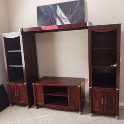 TV stand and Entertainment center Real wood  mahogony color  moving need to go ASAP 