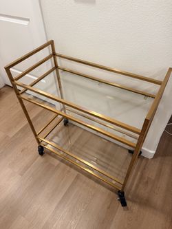 IKEA GROERYD Gold/Bronze Glass Bar Cart – Excellent Condition