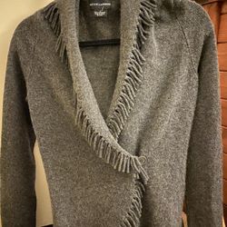 Gray Cashmere Cardigan Sweater - Small