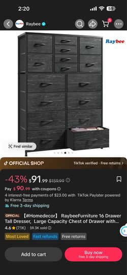 16 Drawer tall Dresser