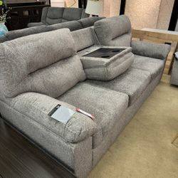 Bindura Mineral Sofa w/ Drop-Down Table