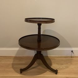 Antique, Two Tier Round Accent Table
