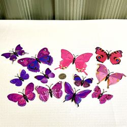 Pink / Purple 3D Magnetic Butterfly Decal's (12 Lot) - Ship Only