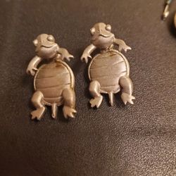 Turtle Earrings Sterling Silver