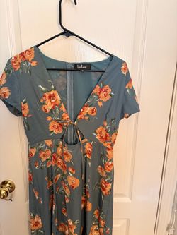 Lulus grey blue floral dress (size medium)