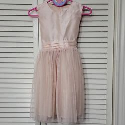 Nannette Light Peach/Pink Midi Pleated Gold And Sparkly Polyester Silky Dress Size 5  