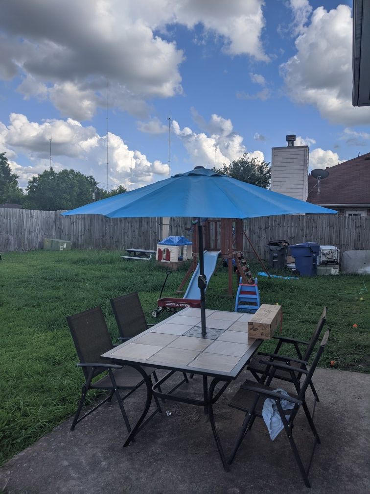 Blue patio umbrella only