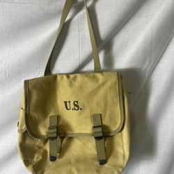 WW2 US Army M1936 Canvas Musette Bag Pack Khaki Color Dated 1942