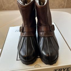 New Frye Warren Duck Engineer (Black Multi WP Smooth Pull Up/Shearling Lined) Men's Pull-On Boots