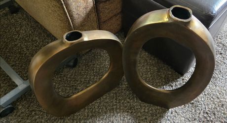 Crate and Barrel bronze finish vases