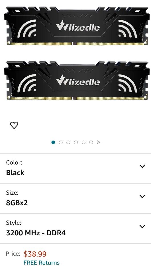 DDR4 RAM 16GB Kit (2x8GB) 3200MHz XMP 2.0 CL16 UDIMM Wlizedle Desktop Memory PC4-25600 288-Pin 1.35V 1Rx8 Non-ECC Unbuffered PC Computer Sdram Sticks