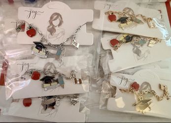 Graduation charm bracelets gold or silver
