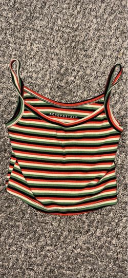 Aéropostale Striped Ribbed Crop Tank Top