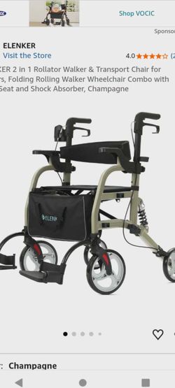 ELENKER ROLLATER WALKER 2 IN 1 WHEELCHAIR