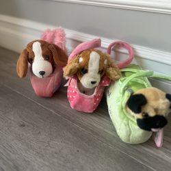 Toy Dog Purses w/stuffed dog Included Set Of 3