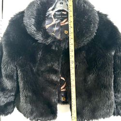 black rivet faux fur bolero