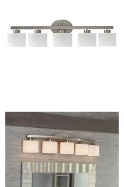 allen + roth Merington 37.5-in 5-Light Brushed Nickel Transitional Vanity Light