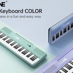 The ONE Smart Keyboard 61 Keys Piano Keyboard, Music Keyboard with 256 Timbres, 64 Polyphony, 2 Speakers, Built-in LED Lights,  Apps. In White Color 