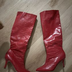 Red Lulu boots 