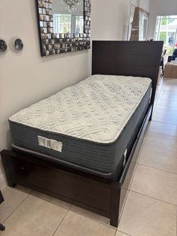 Twin bed and mattress and box springs