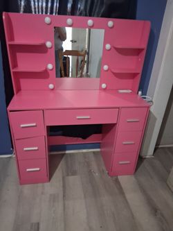 Dresser with bookcase and lights and plug in outlet and usb