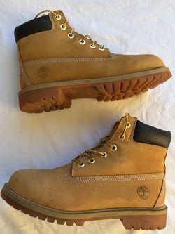 Timberland Men's Tan Leather Waterproof Lace Up Work Boots Rubber Sole (6.5