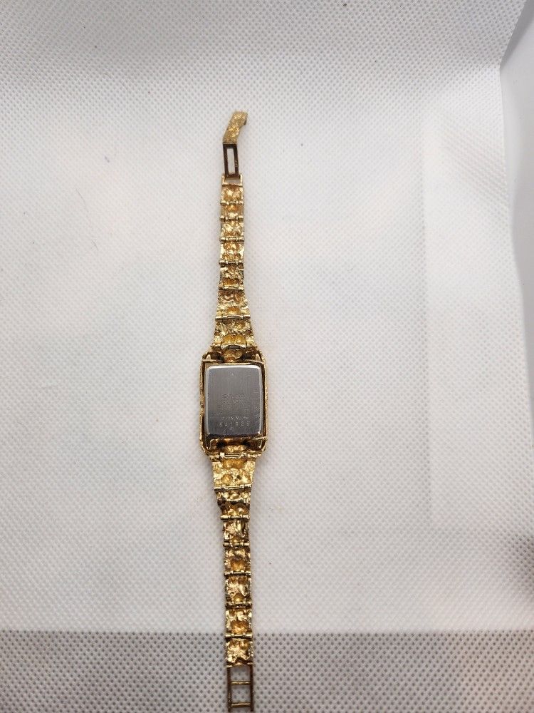 Vintage Seiko Quartz 14K Solid Gold Nugget Bracelet Watch – 1970s