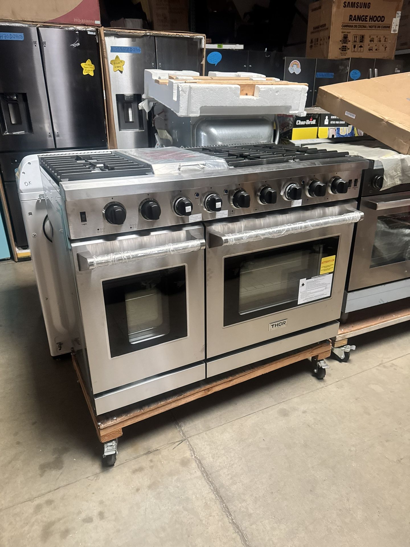 Slide Srove Gas Range Double Oven Concection Thor Kitchen W 48