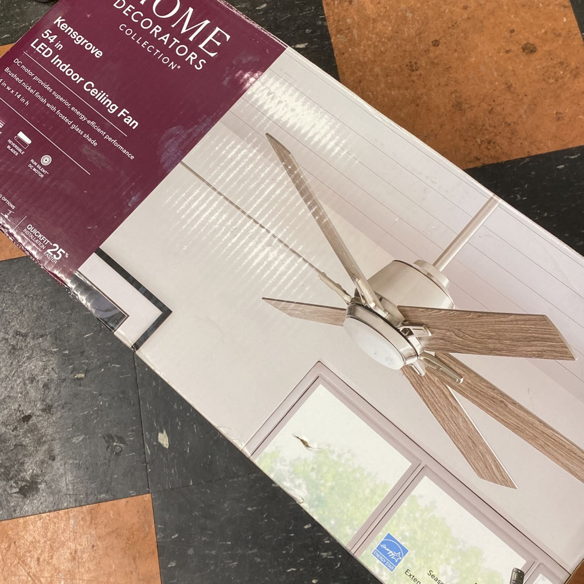HOME DECORATORS 54” LED Indoor Ceiling Fan New