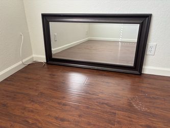 Large Wall Mirror with Dark Wood Frame