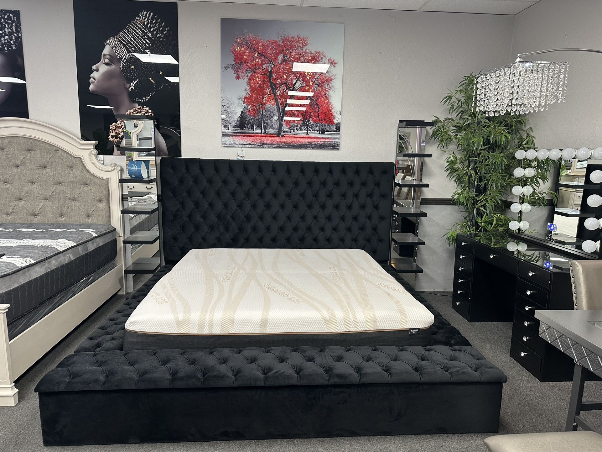 King Size Bed Frame w/ Side Storage