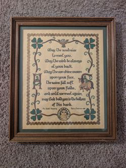 Vintage Irish Blessing Framed Wall Art 15⅝" x 13½" Print