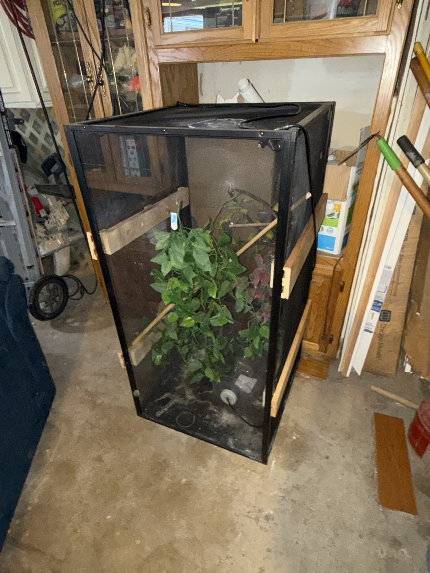 Selling my 2ft by 2 ft by 4ft chameleon screen cage/set have a bag full of goods that also come with tank. Asking 400 obo.