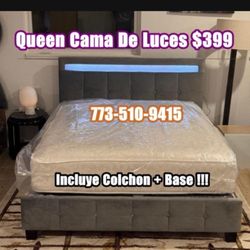 LED Queen Bed Frame With Mattress & Boxspring All Included For Only $399 🚨 Ready For Delivery 🚚