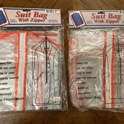 2 New Protective Suit Bags with Zippers 34” x 36”