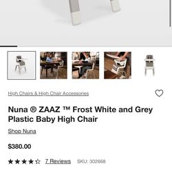 Nuna ® ZAAZ ™ Frost White and Grey Plastic Baby High Chair