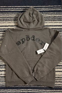 Sp5der rhinestone of web hoodie small