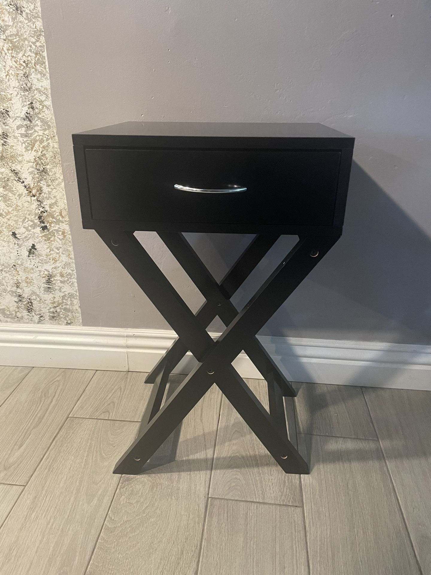 Nightstand x-Shape Drawer Accent Side End Table