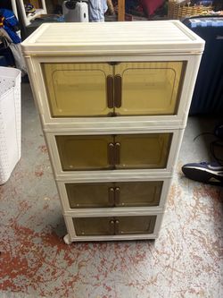 4-Tier Plastic Storage Cabinet with Doors