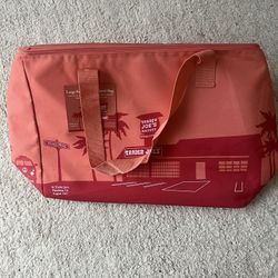 trader joes insulated tote bag peach