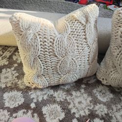 Gorgeous Ivory Woven Decorative Pillows Beautiful Addition To Your Living Room Couch Brand New Great Quality 
