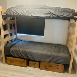 Twin Bunks, 2 Dressers and 1 Mattress. 