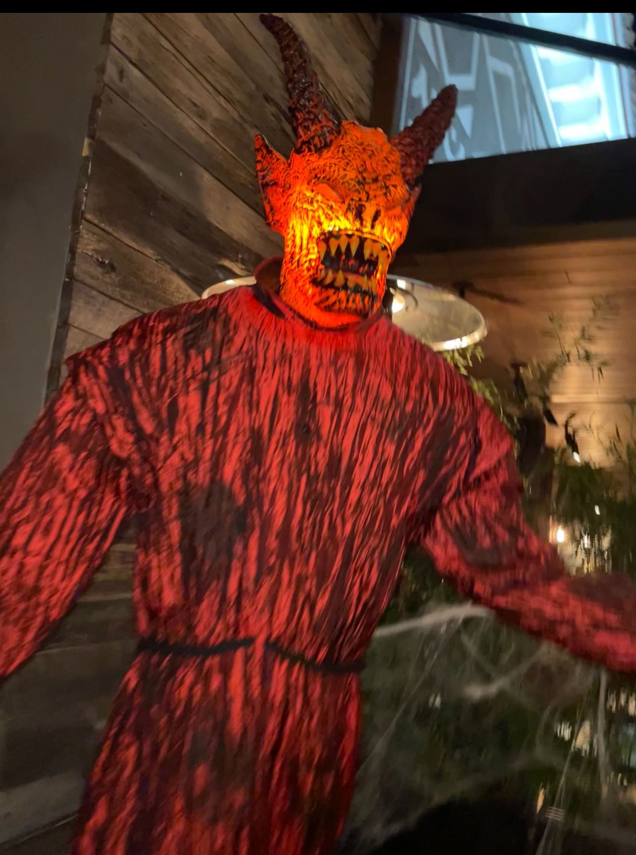 Halloween Animatronic Demon , Light Up & Fog machine