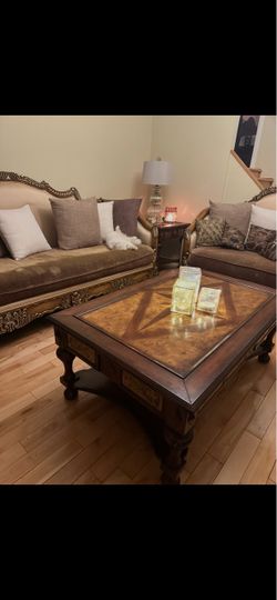 Couches and 3 matching coffee tables
