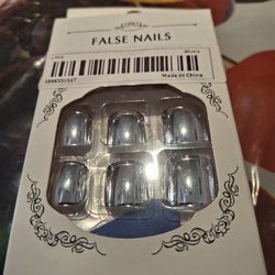 Silver false nails